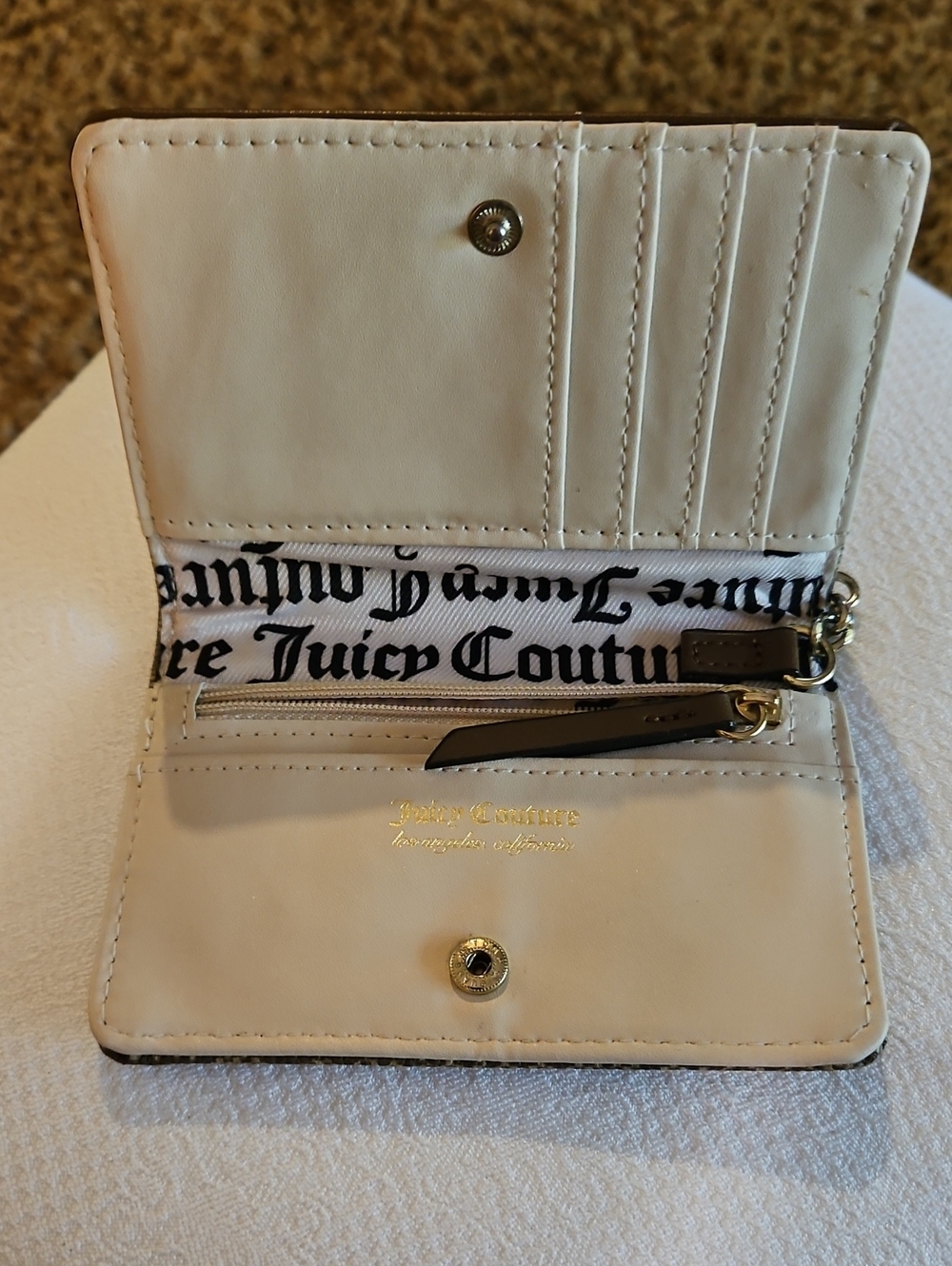 Juicy Couture Brown Monogram Card & Key Holder with Gold Logo - Picture 2 of 3